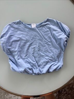 ZARA Pastel Blue Short Sleeve Puff Top